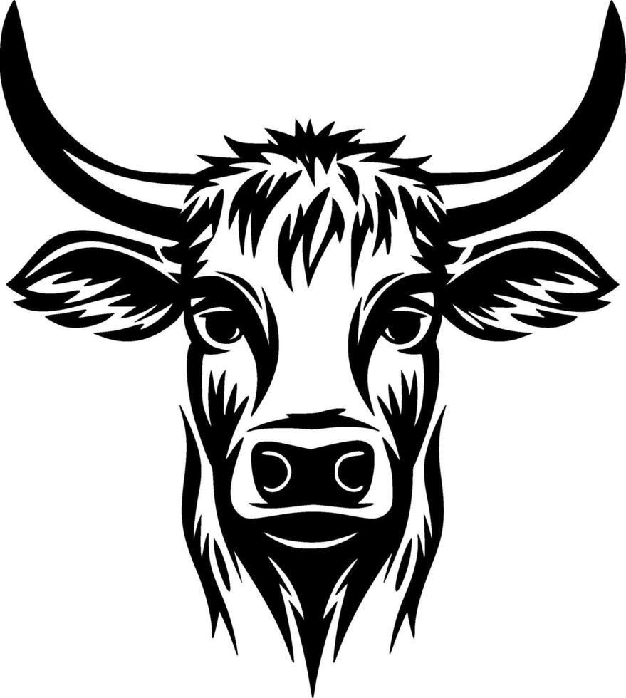 högland ko, minimalistisk och enkel silhuett - illustration vektor