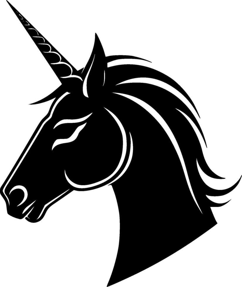 enhörning - svart och vit isolerat ikon - illustration vektor