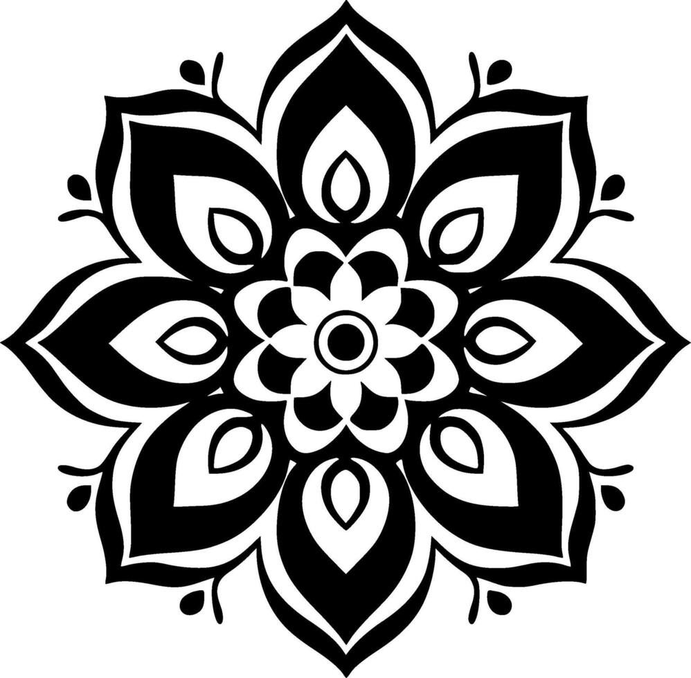 mandala - svart och vit isolerat ikon - illustration vektor