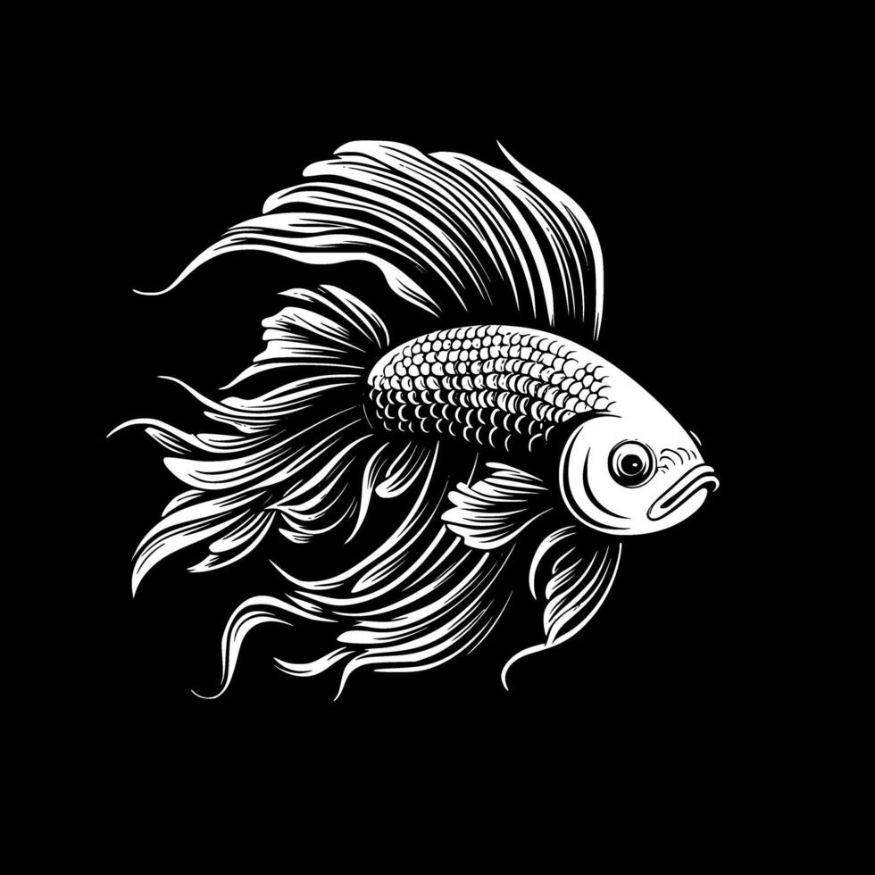 Betta Fisch - - schwarz und Weiß isoliert Symbol - - Illustration vektor