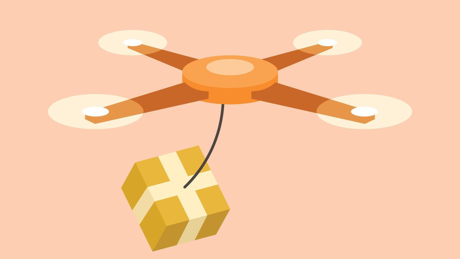 Technologie Lieferung Drohne liefert ein Paket zu Kunde fliegend zu Ziel Illustration vektor