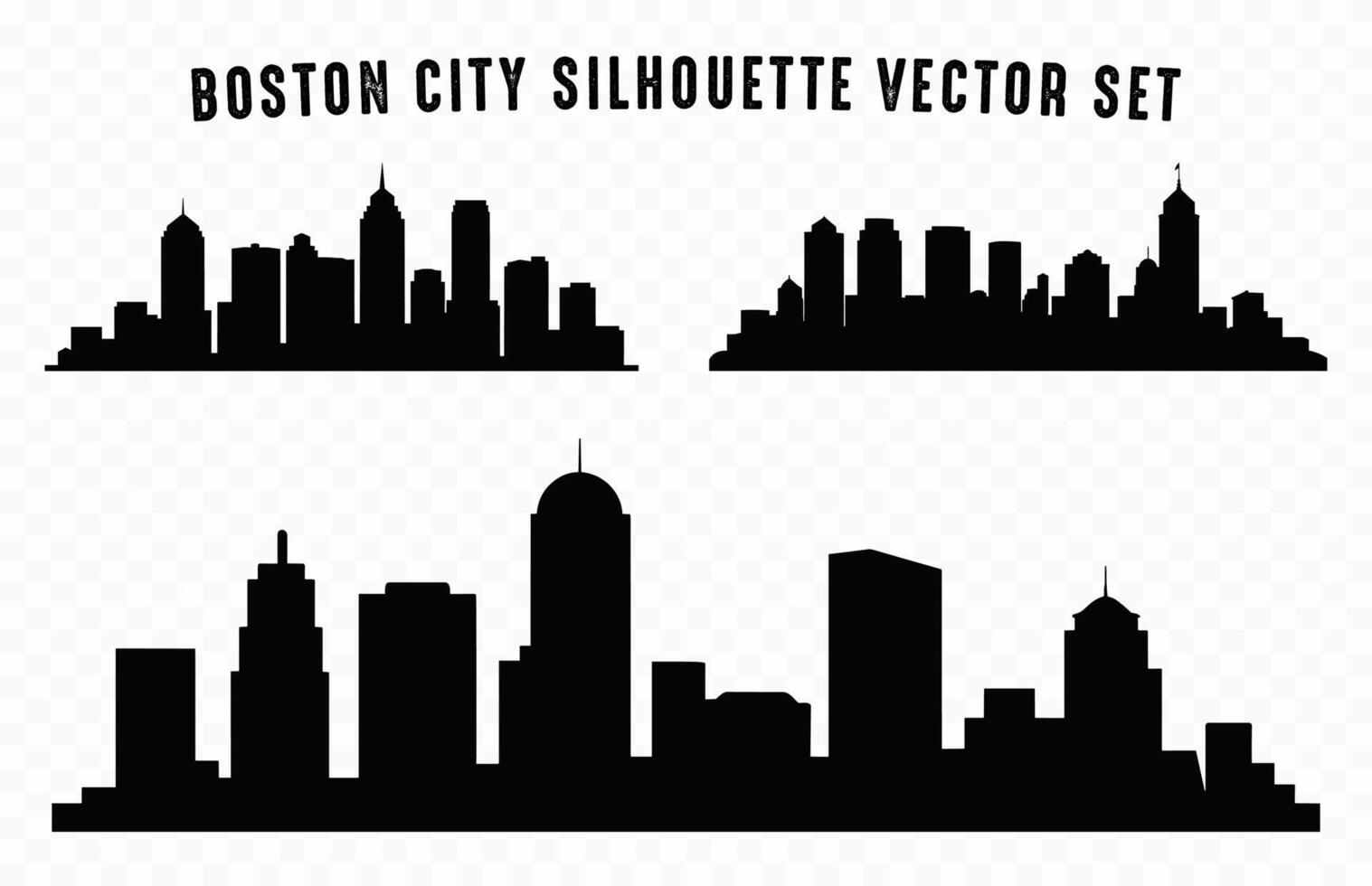 boston stad horisont silhuett uppsättning, stad byggnader svart silhuett vektor