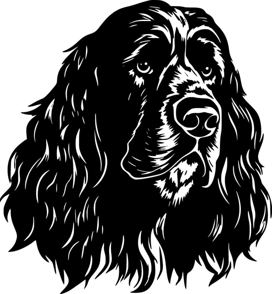 cockerspaniel spaniel, svart och vit illustration vektor