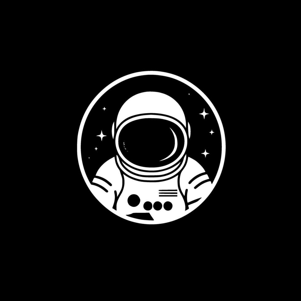 astronaut - svart och vit isolerat ikon - illustration vektor