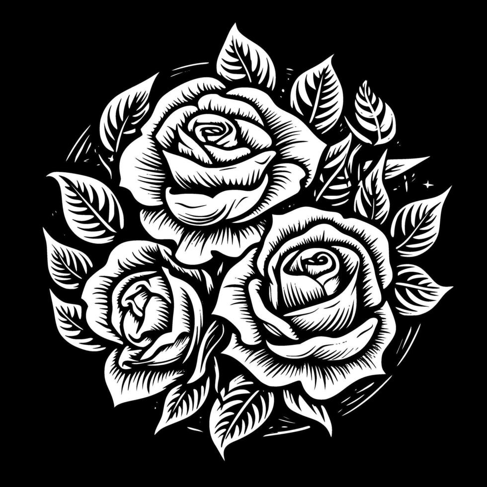rosor, svart och vit illustration vektor