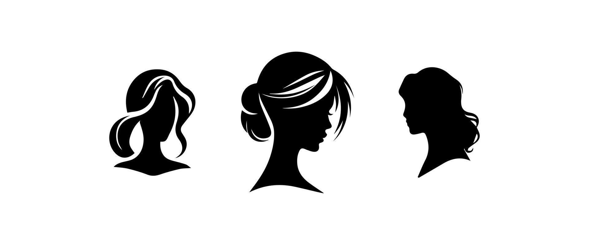 Frau Kopf Silhouette, Gesicht Profil, Vignette. Hand gezeichnet Illustration, isoliert auf Weiß Hintergrund. Design zum Einladung, Gruß Karte, Jahrgang Stil. vektor