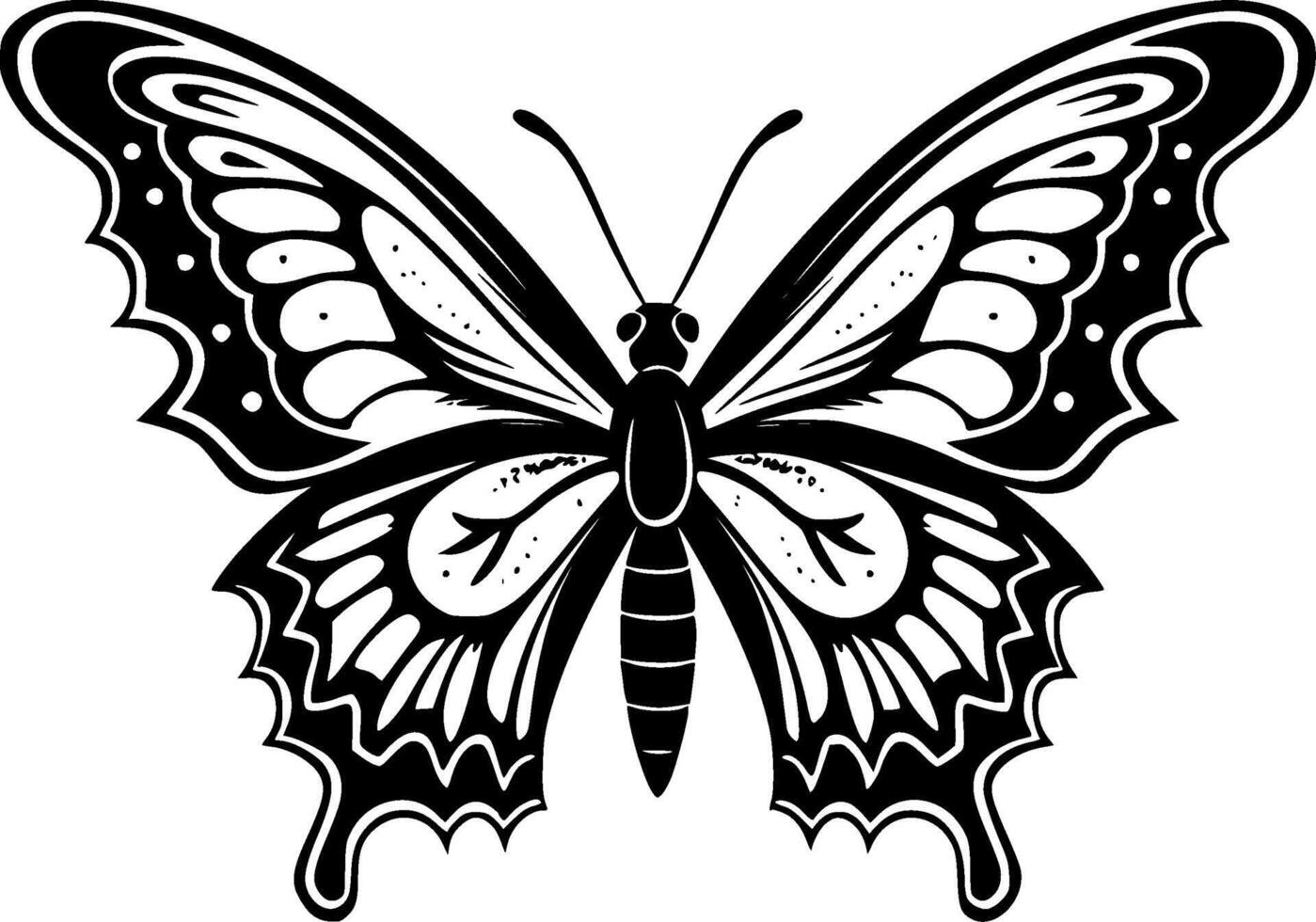 fjäril, svart och vit illustration vektor