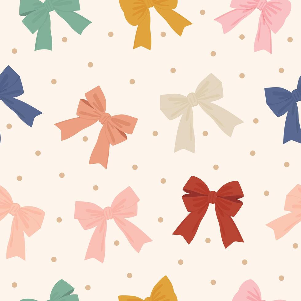 förtjusande pastell band rosett hand dragen sömlös mönster illustration för inbjudan hälsning födelsedag fest firande bröllop kort affisch baner textil- tapet papper slå in bakgrund vektor