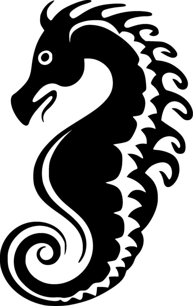 sjöhäst - svart och vit isolerat ikon - illustration vektor