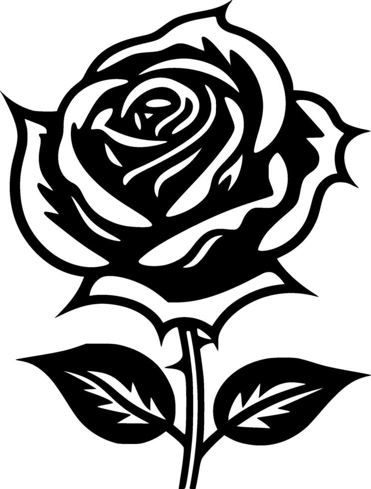 Rose - - schwarz und Weiß isoliert Symbol - - Illustration vektor