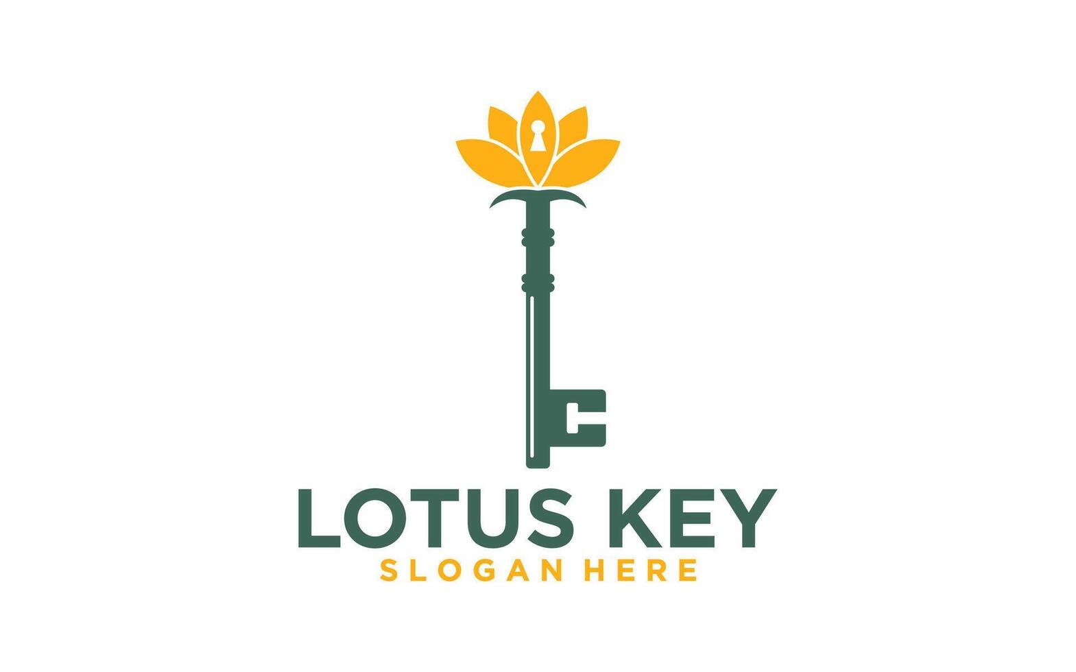 Lotus mit Schlüssel Logo Symbol. Wissen unterzeichnen. Illustration. vektor