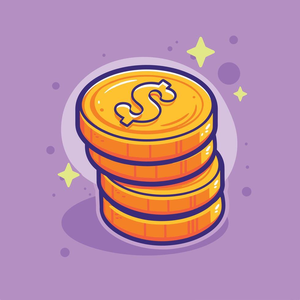 enkel guld mynt stack illustration vektor