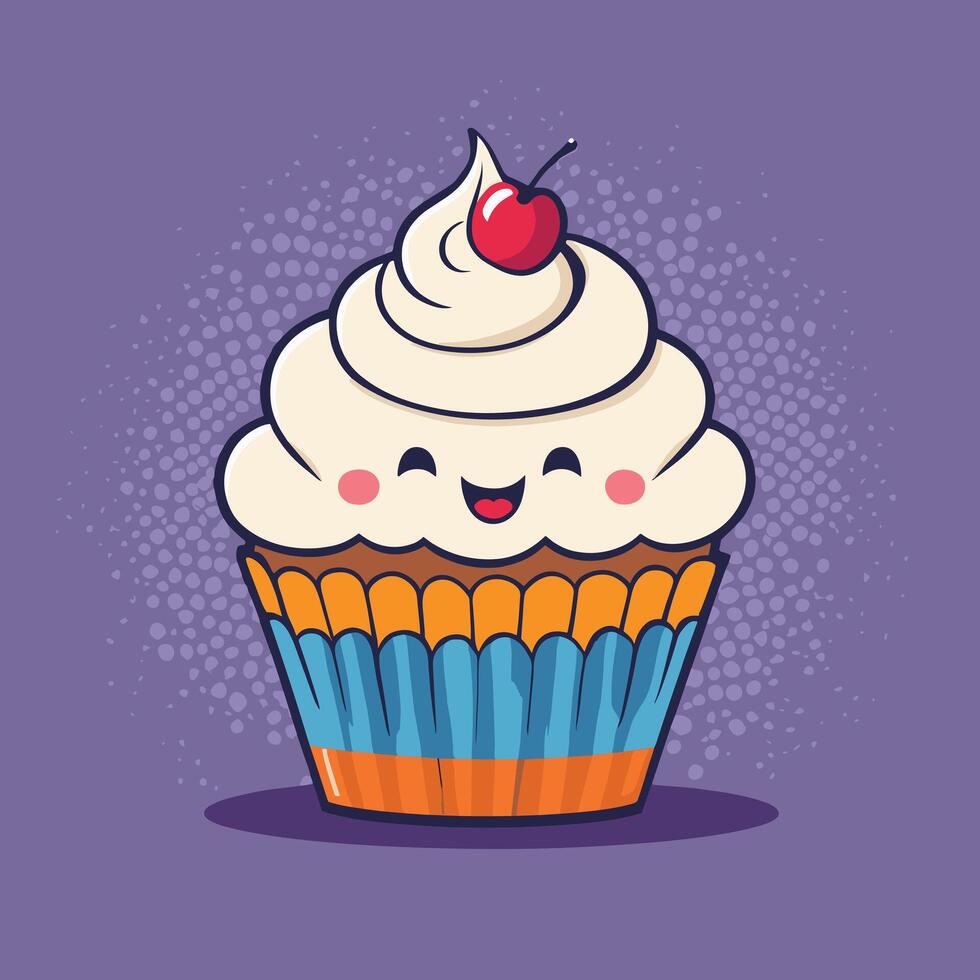 groovig Cupcake Karikatur Illustration Design vektor