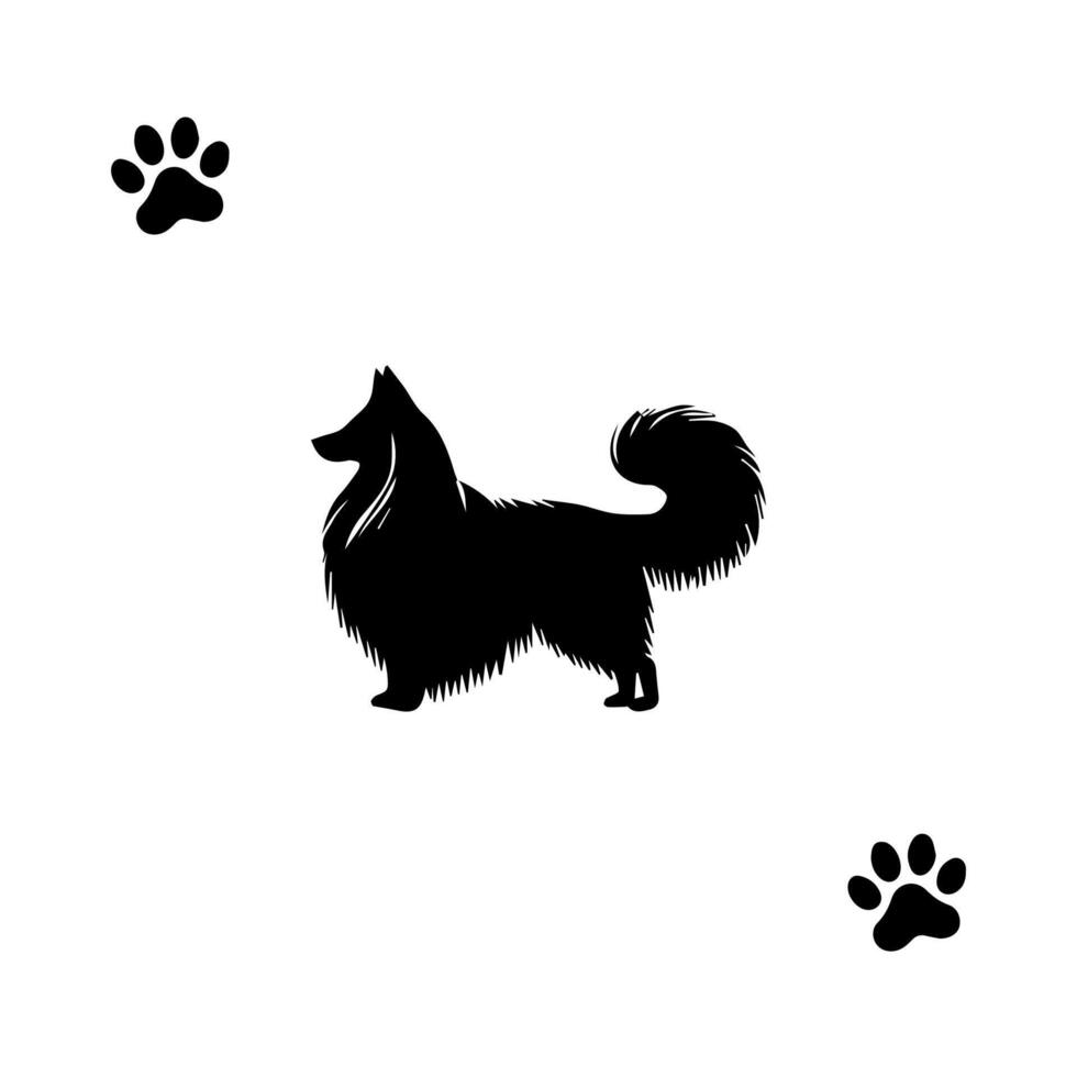 Silhouette des Hundes auf weißem Hintergrund. vektor