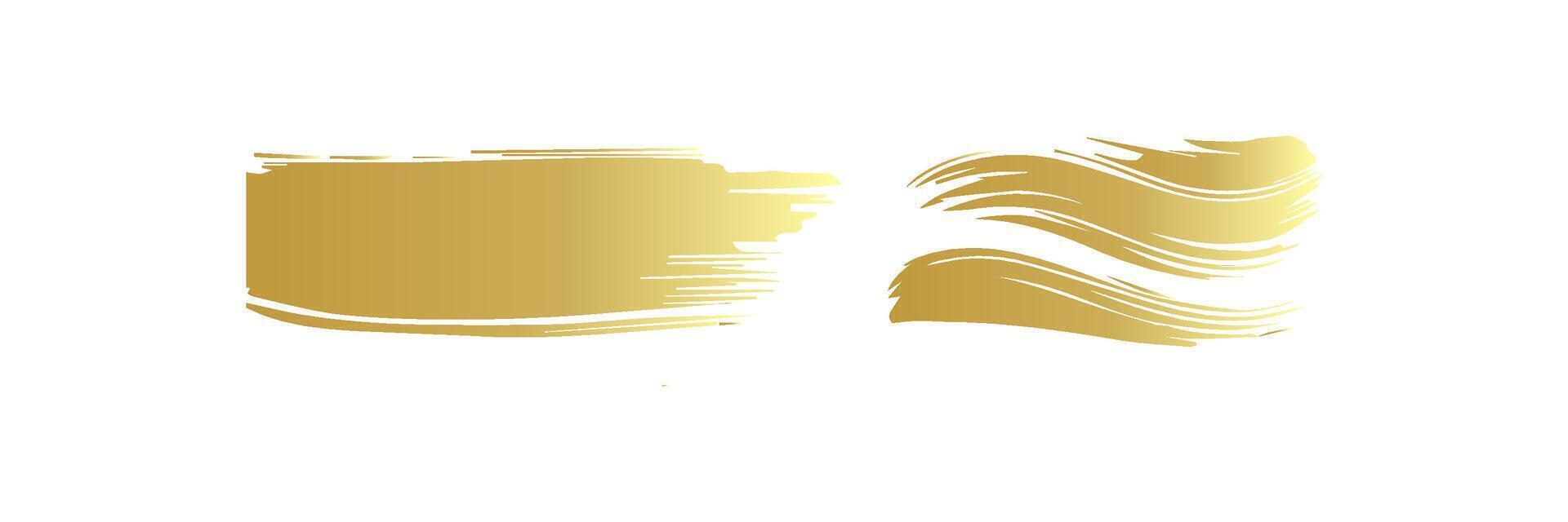 Gold Farbe Bürste Schlaganfall, Tinte Spritzer und künstlerisch Design Elemente. schmutzig Aquarell Textur, Kasten, rahmen, Grunge Hintergrund, Spritzen oder kreativ gestalten zum Sozial Medien. abstrakt Zeichnung. vektor