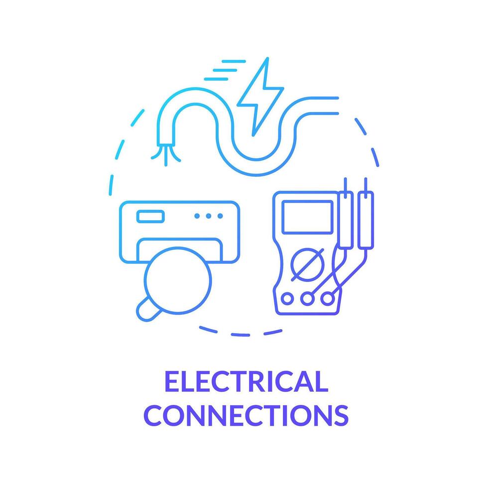 elektrisk anslutningar blå lutning begrepp ikon. ledningar kolla upp. hvac elektrisk säkerhet. runda form linje illustration. abstrakt aning. grafisk design. lätt till använda sig av i PR material vektor