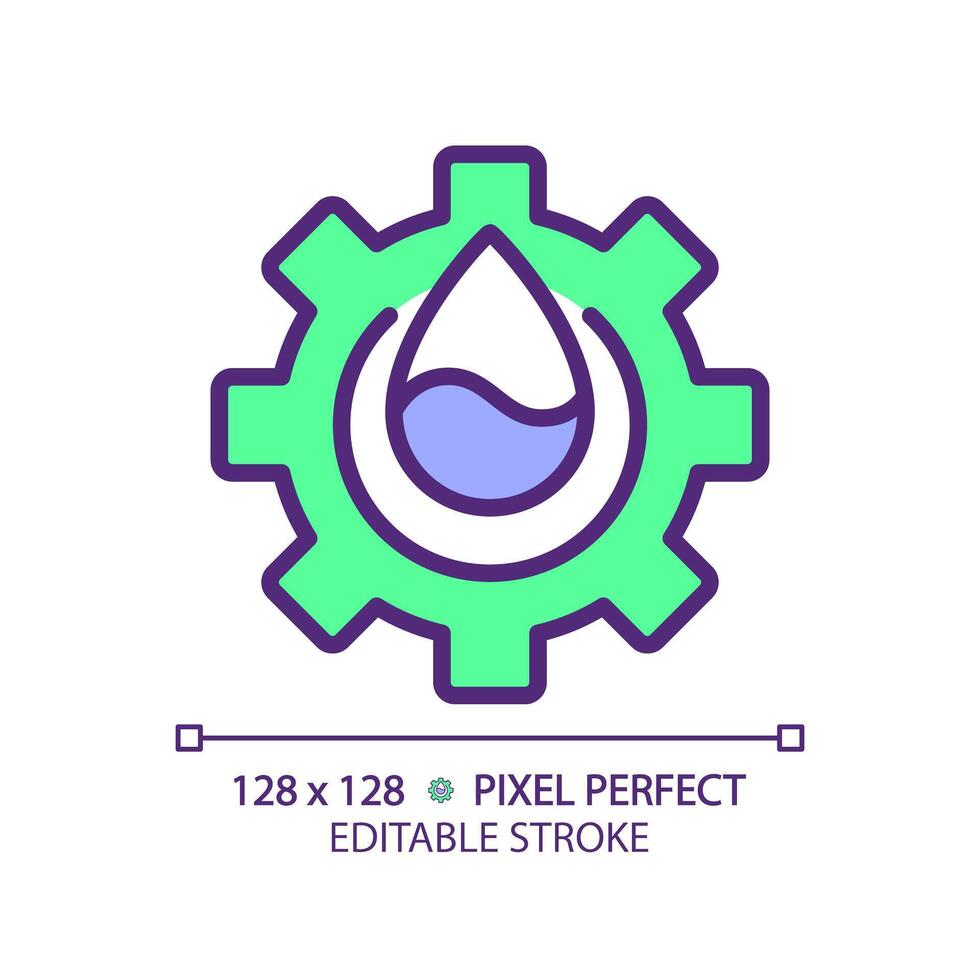 Wasser Industrie rgb Farbe Symbol. Wasser Management. Öffentlichkeit Dienstprogramme. sauber Wasser Lösungen. Tröpfchen und Gang. isoliert Illustration. einfach gefüllt Linie Zeichnung. editierbar Schlaganfall. Pixel perfekt vektor