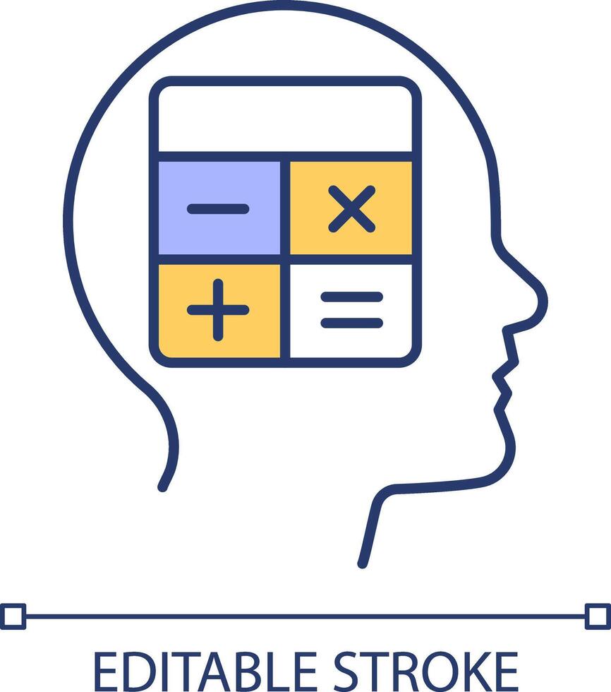 numerisch Argumentation rgb Farbe Symbol. mathematisch Intelligenz, iq. kognitiv Entwicklung, rational Intellekt. isoliert Illustration. einfach gefüllt Linie Zeichnung. editierbar Schlaganfall vektor