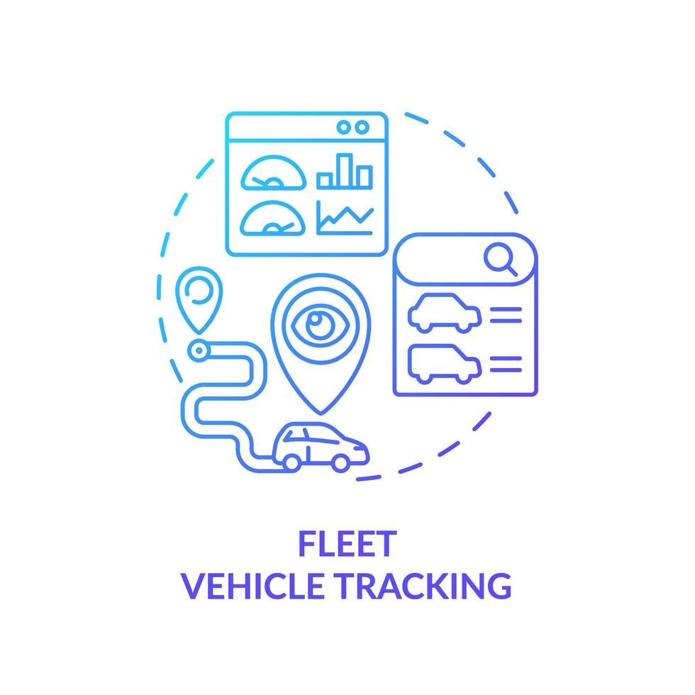 flotta fordon spårning blå lutning begrepp ikon. reefer övervakning, rutt planera. runda form linje illustration. abstrakt aning. grafisk design. lätt till använda sig av i infografik, presentation vektor