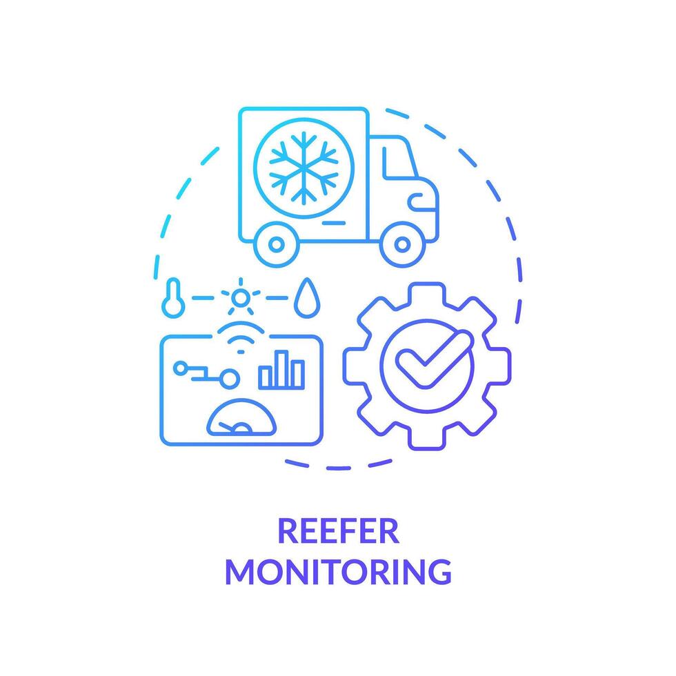 reefer övervakning blå lutning begrepp ikon. flotta förvaltning. industri reglering standarder. runda form linje illustration. abstrakt aning. grafisk design. lätt till använda sig av i infografik, presentation vektor