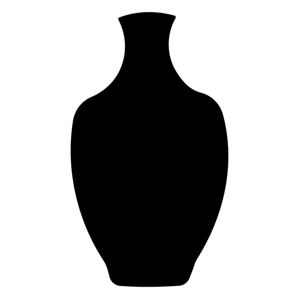 kinesisk keramisk vas med målad svart silhuett vektor