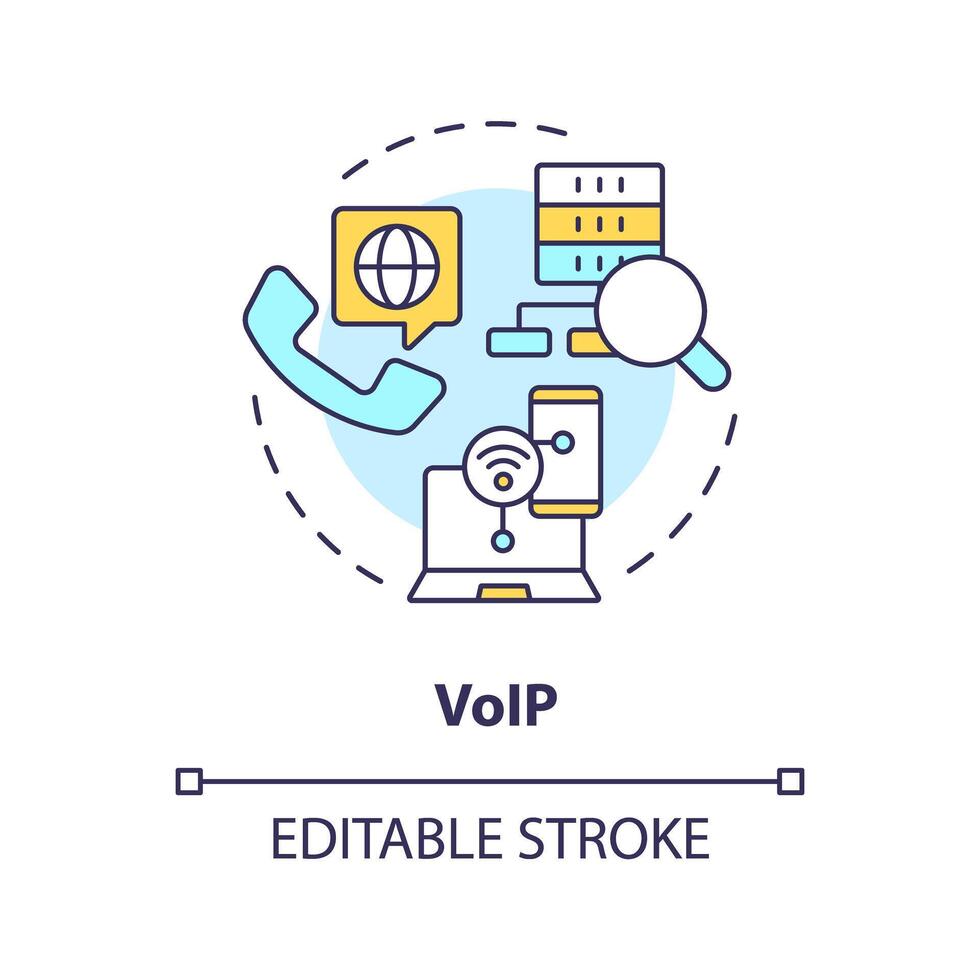 voip Stimme Anerkennung multi Farbe Konzept Symbol. Geschäft Kommunikation, Stimme Anrufe. Netzwerk die Architektur, Voicemail. runden gestalten Linie Illustration. abstrakt Idee. Grafik Design. einfach zu verwenden vektor