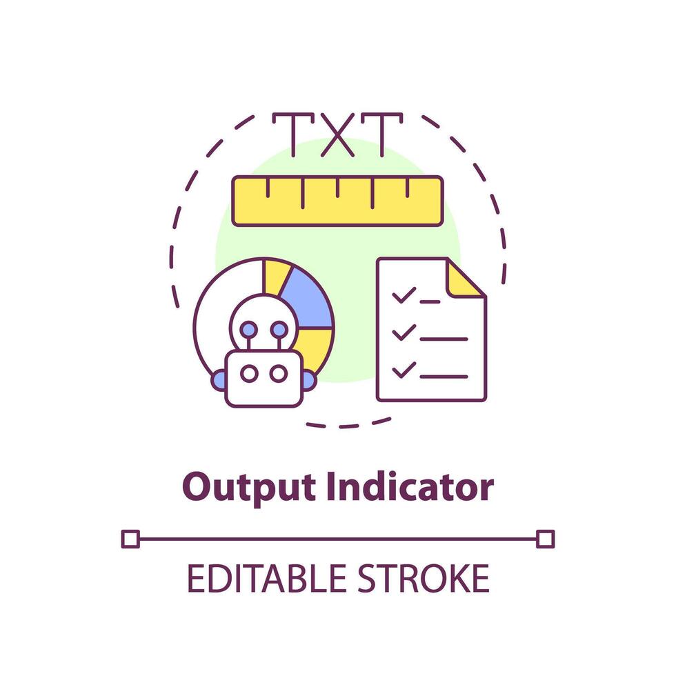 produktion indikator mång Färg begrepp ikon. nyckel element av prompt. typ och formatera av svar. chatbot svar. runda form linje illustration. abstrakt aning. grafisk design. lätt till använda sig av i artikel vektor