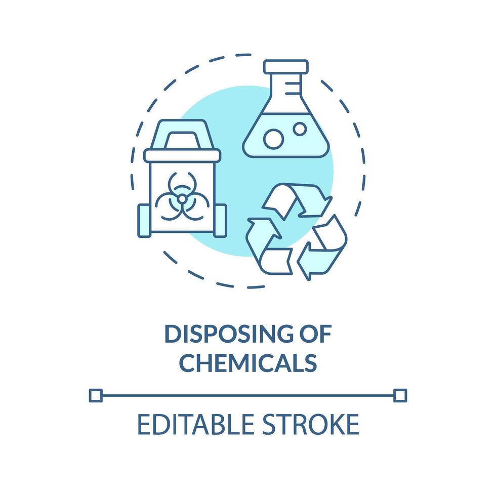 entsorgen von Chemikalien Sanft Blau Konzept Symbol. Verschmutzung reduzieren, Umwelt Auswirkung. runden gestalten Linie Illustration. abstrakt Idee. Grafik Design. einfach zu verwenden Präsentation, Artikel vektor