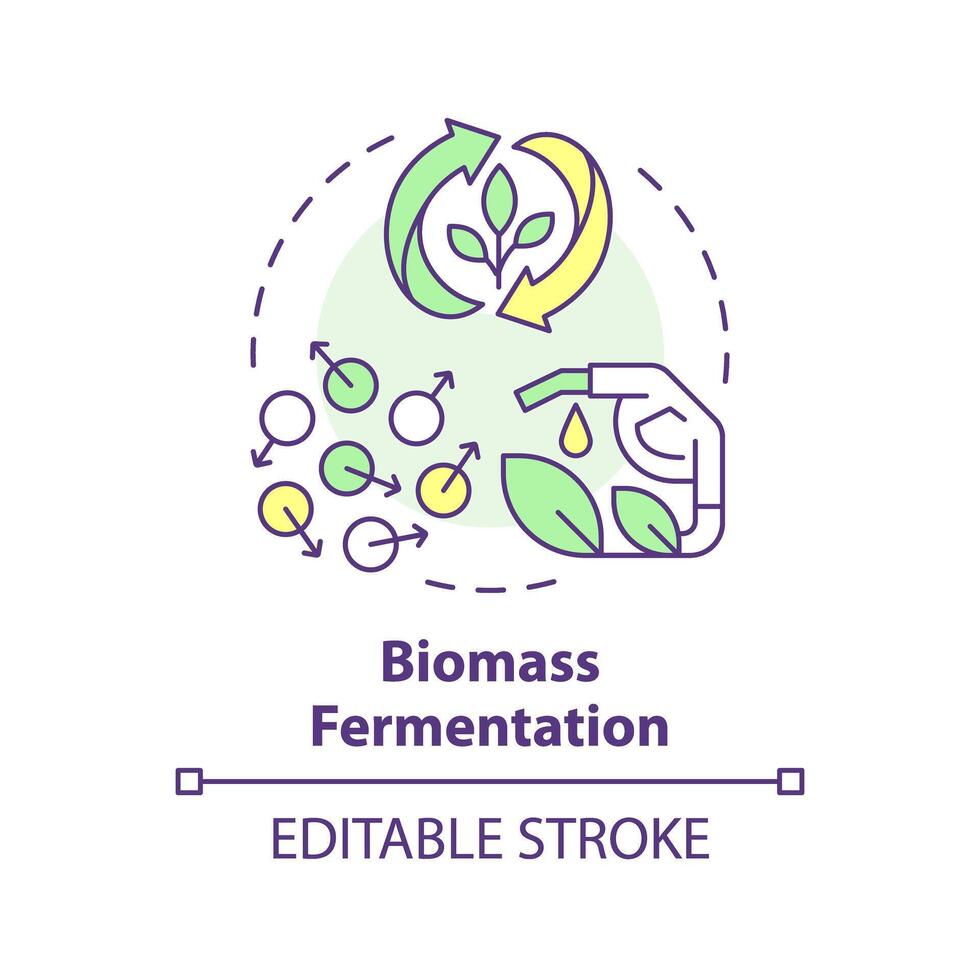 Biomasse Fermentation multi Farbe Konzept Symbol. biotechnologische Verfahren, Alternative Proteine. runden gestalten Linie Illustration. abstrakt Idee. Grafik Design. einfach zu verwenden im Artikel, Blog Post vektor