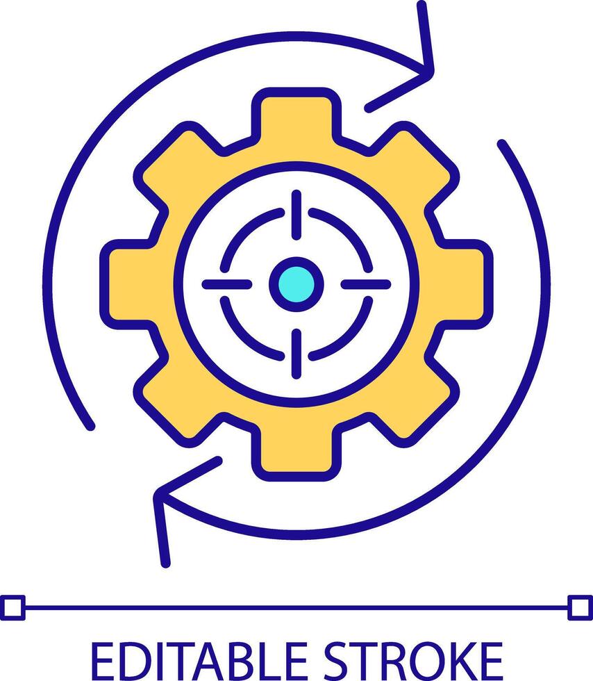 Performance Tor Beharrlichkeit rgb Farbe Symbol. Qualität Priorisierung. Mannschaft Verwaltung Rahmen. Effizienz Organisation. isoliert Illustration. einfach gefüllt Linie Zeichnung. editierbar Schlaganfall vektor