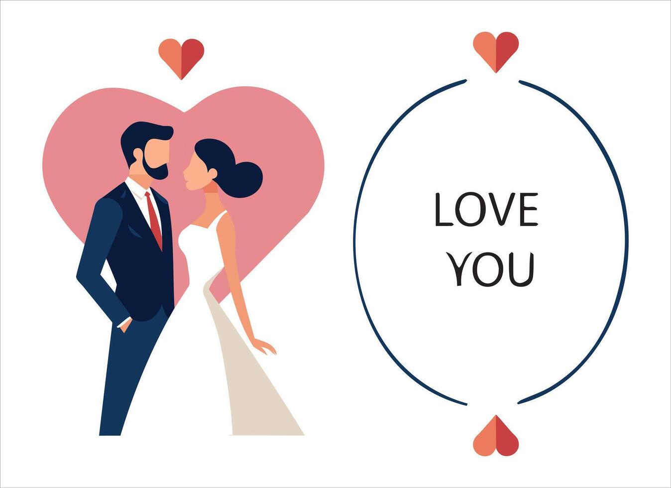 romantisch Paar Illustration mit Herz und Liebe Botschaft vektor