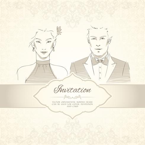 Klassische Hochzeitseinladungskarte vektor