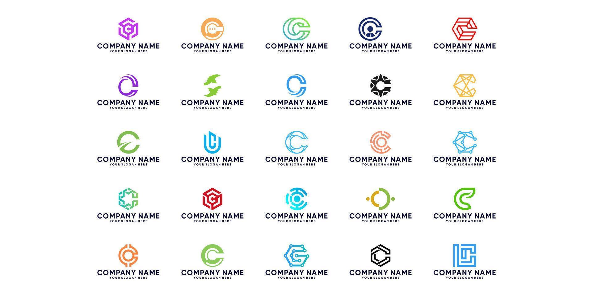 samling av brev c logotyp mönster för symbol teknologi, internet, system, artificiell intelligens och datorer. modern inspiration logotyp design vektor
