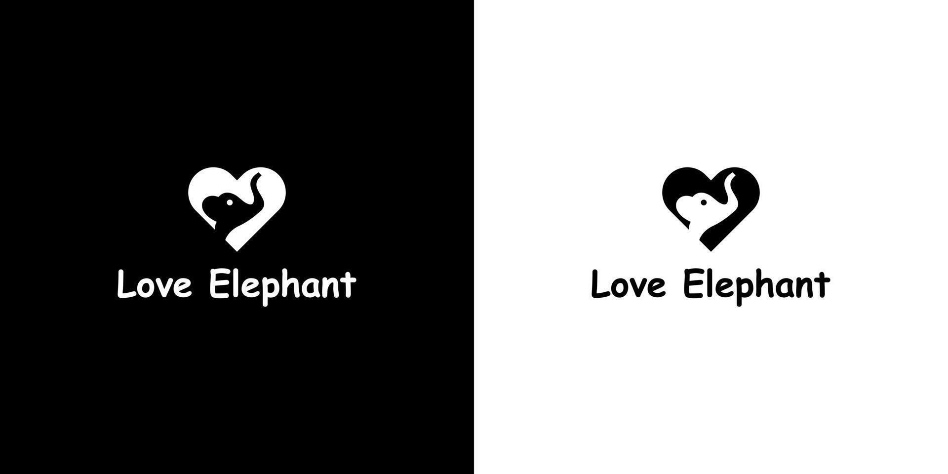 Elefant und Herz Logo Design vektor