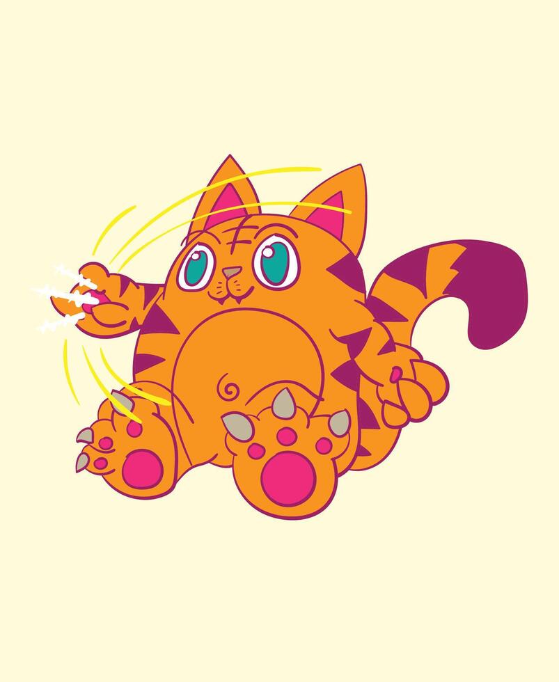 monster katt illustration design för sukajan är betyda japan traditionell trasa eller t-shirt med digital hand dragen broderi män t-tröjor sommar tillfällig kort ärm höft hopp t skjorta streetwear vektor