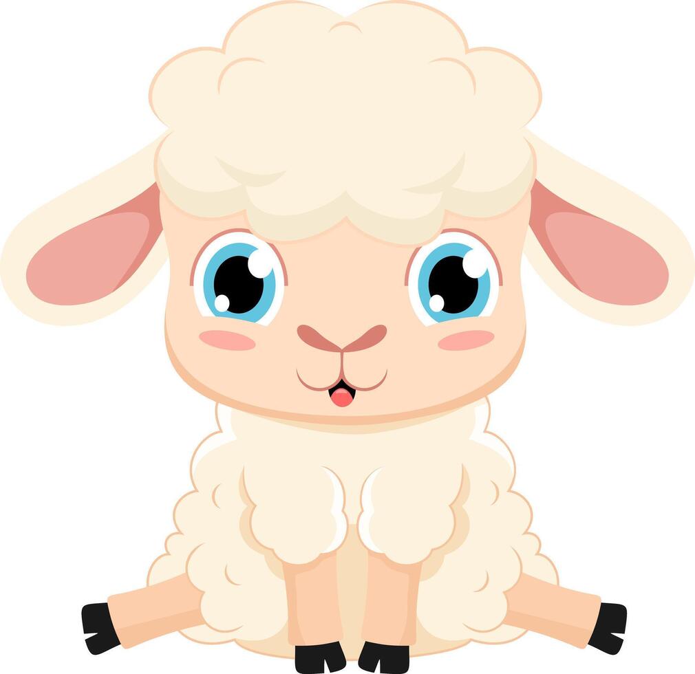 süß Baby Schaf Tier Karikatur Charakter vektor
