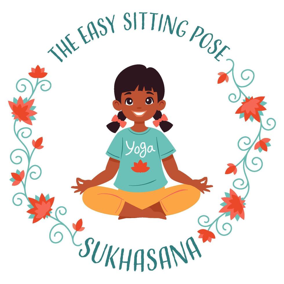 flicka håller på med yoga lotus lätt utgör vektor