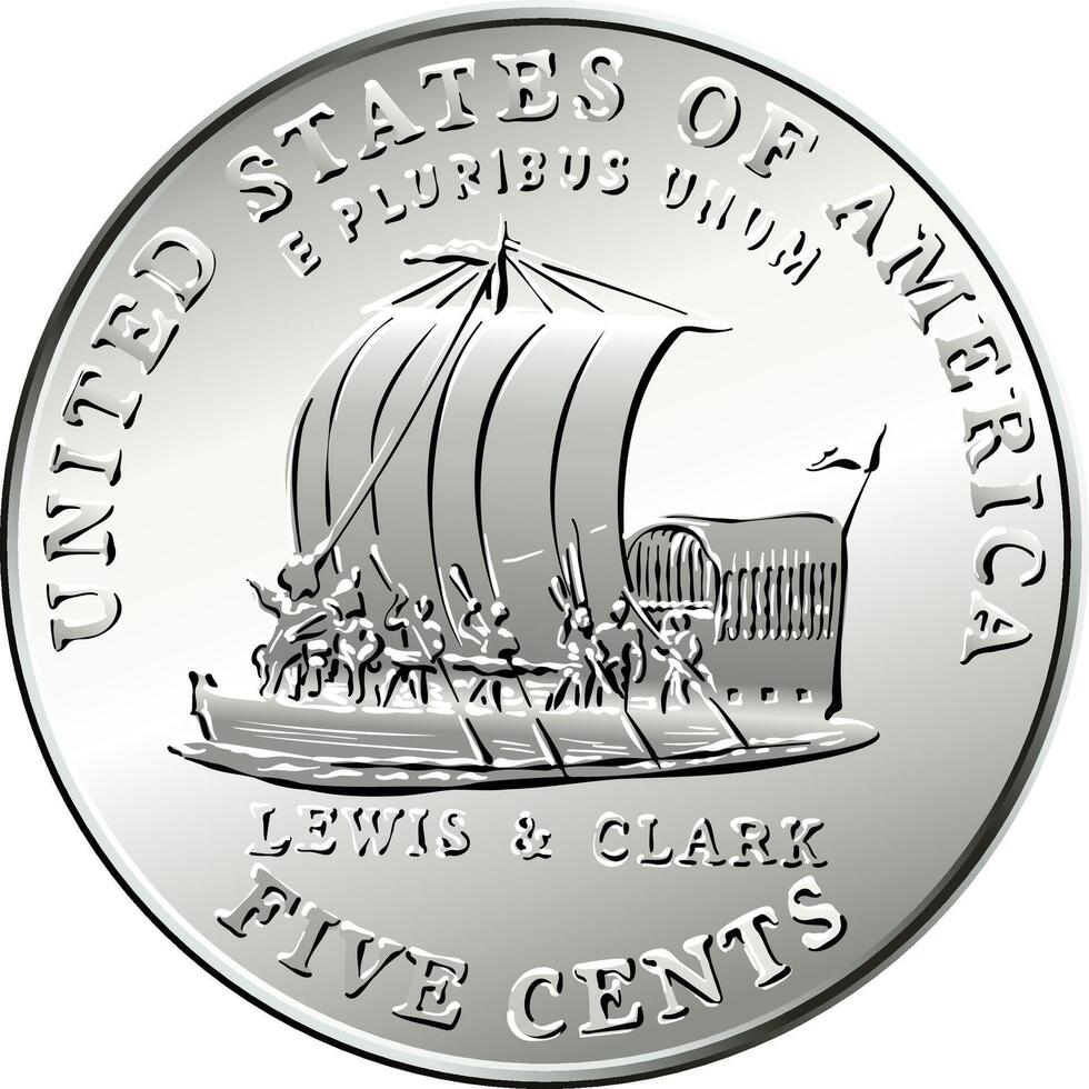amerikan mynt lewis och clark fem cent vektor