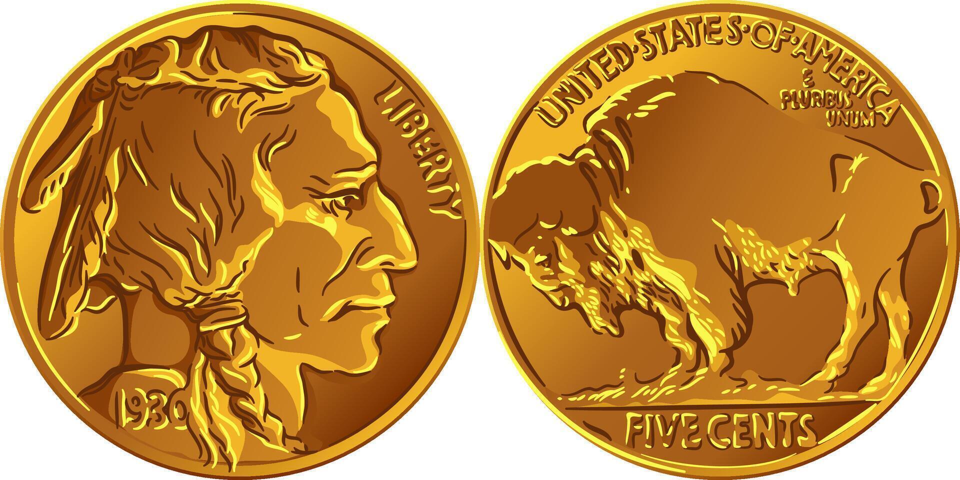 amerikan buffel guld mynt vektor