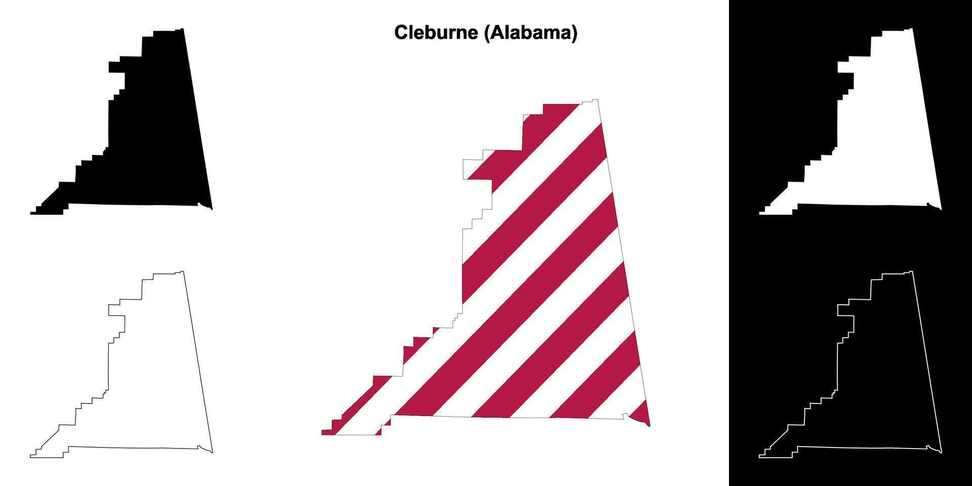 cleburne grevskap, alabama översikt Karta uppsättning vektor