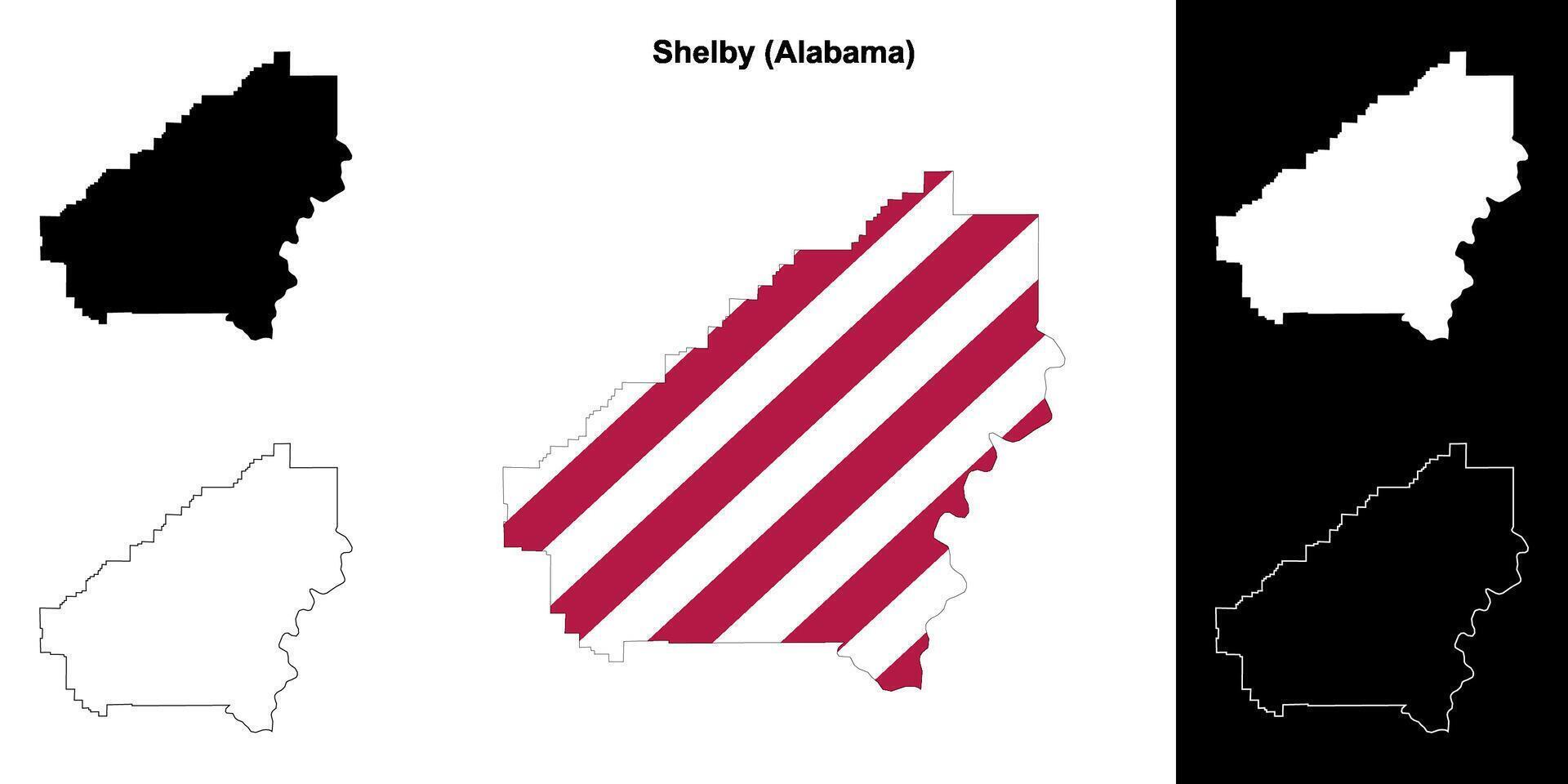 shelby Bezirk, Alabama Gliederung Karte einstellen vektor