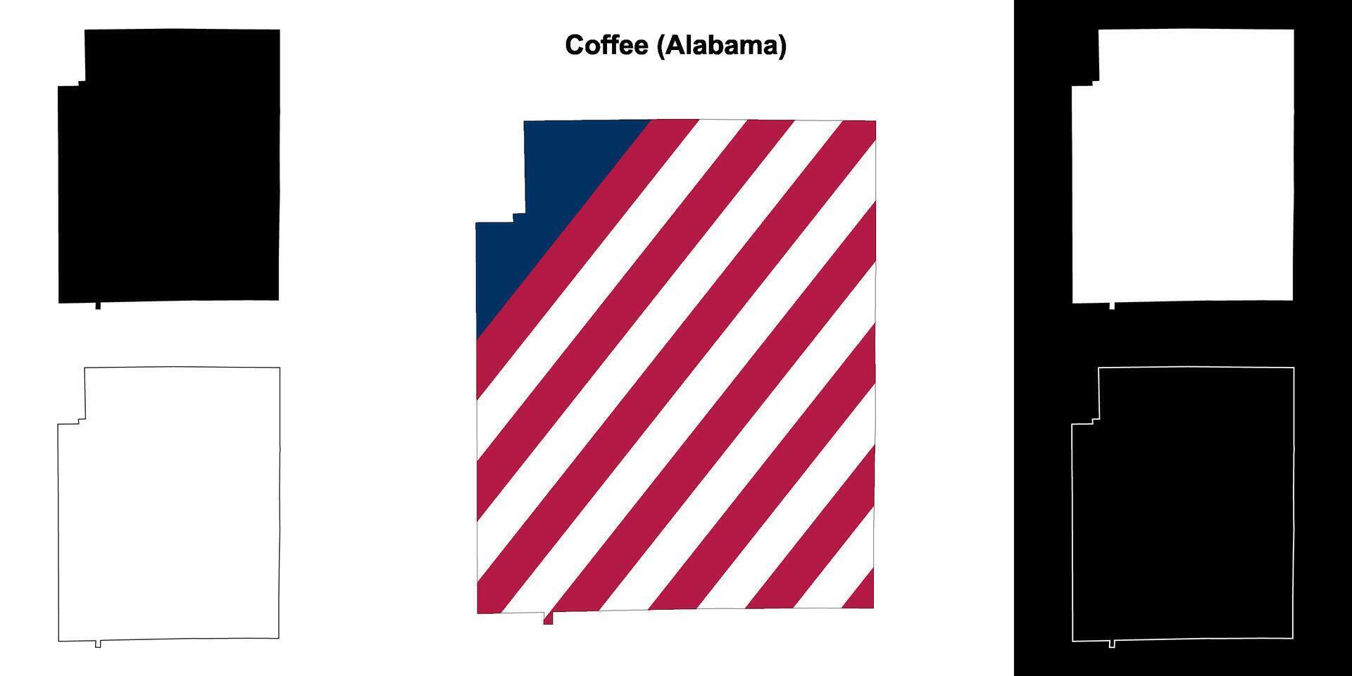 Kaffee Bezirk, Alabama Gliederung Karte einstellen vektor