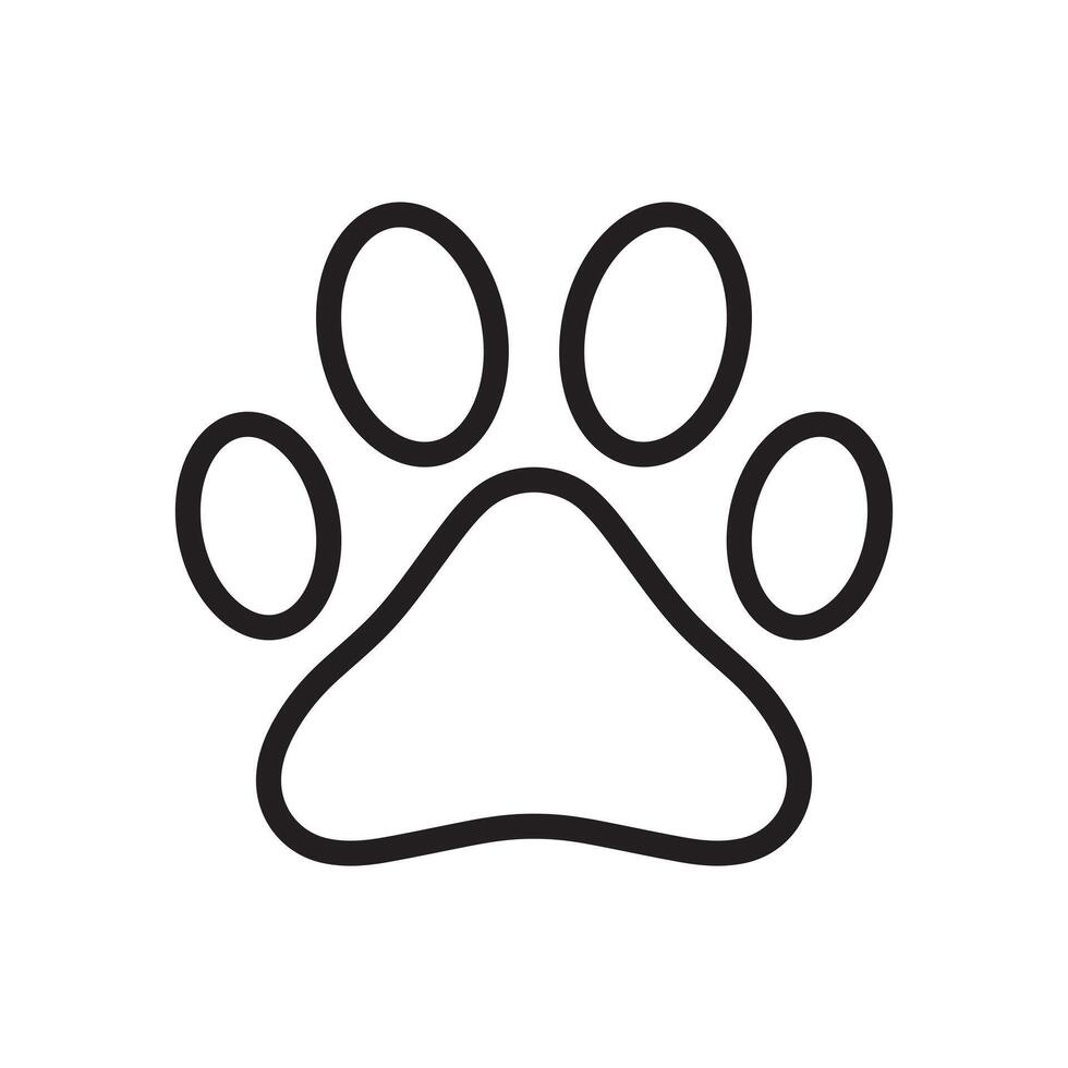 linje ikon hund eller katt fotavtryck design platt vektor