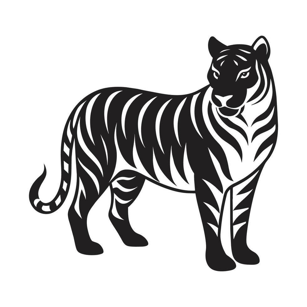 en silhuett tiger vektor