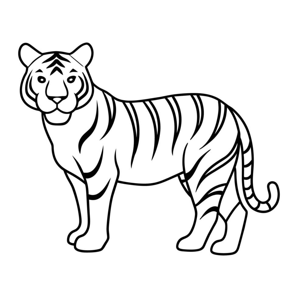 Linie Kunst Illustration von ein Tiger im schwarz und Weiß vektor