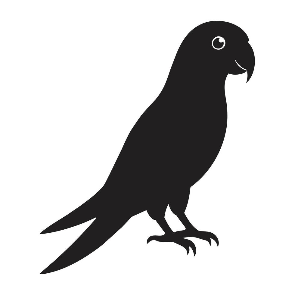en silhuett papegoja svart och vit logotyp klämma konst vektor