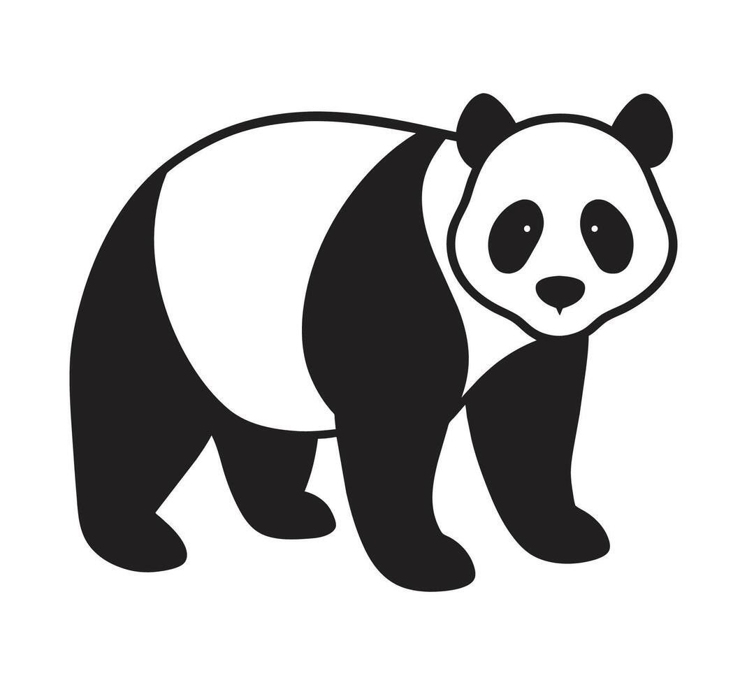 en silhuett panda svart och vit logotyp klämma konst vektor