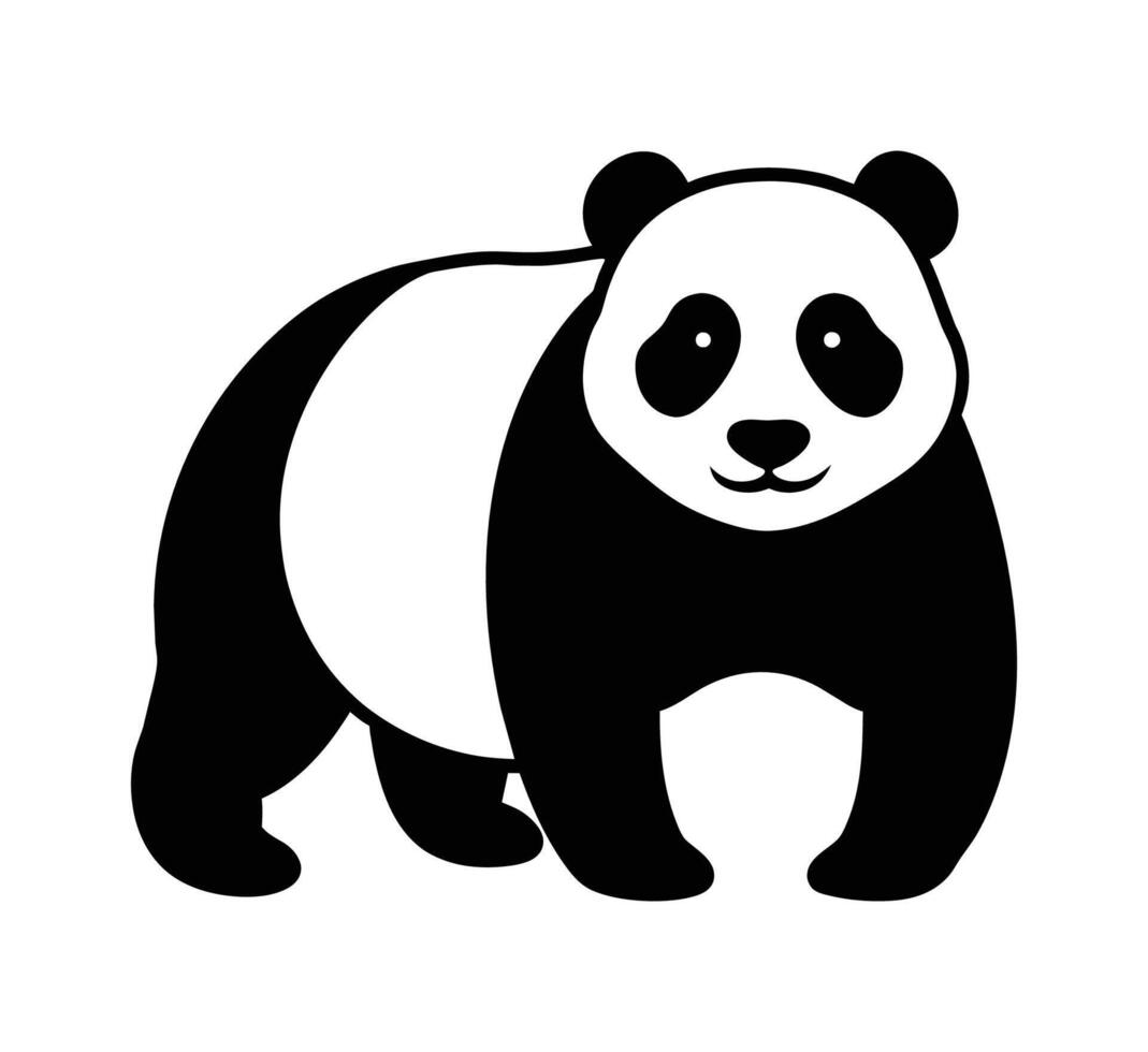 en silhuett panda svart och vit logotyp klämma konst vektor