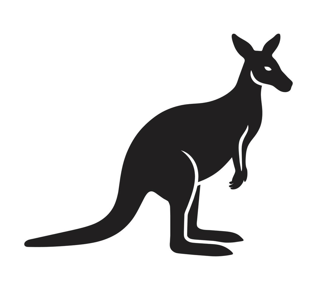 en silhuett känguru stående på en vit bakgrund vektor
