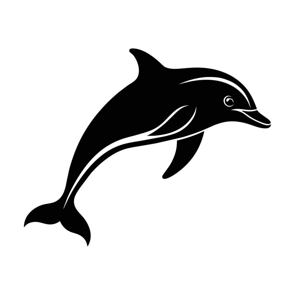 en silhuett delfin svart och vit logotyp klämma konst vektor